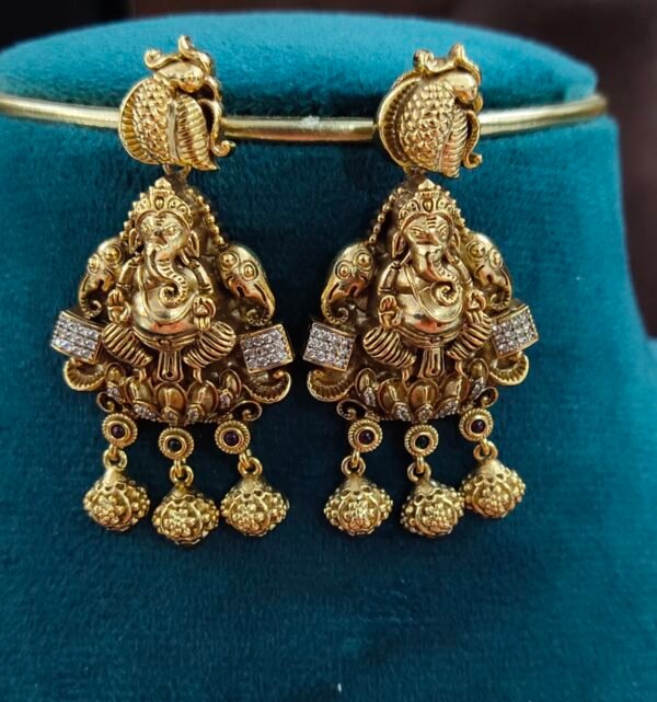 IMG_20260804_120653 One gram gold Jewellery | Long Green beads | Chain with Ganesh Locket and Earrings