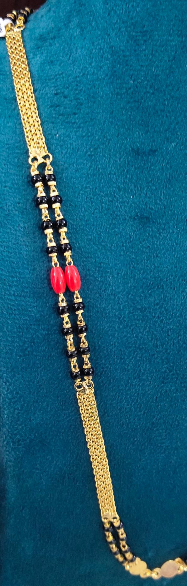 One Gram gold Jewellery | long black beads | with Corals with out locket | 24 inches