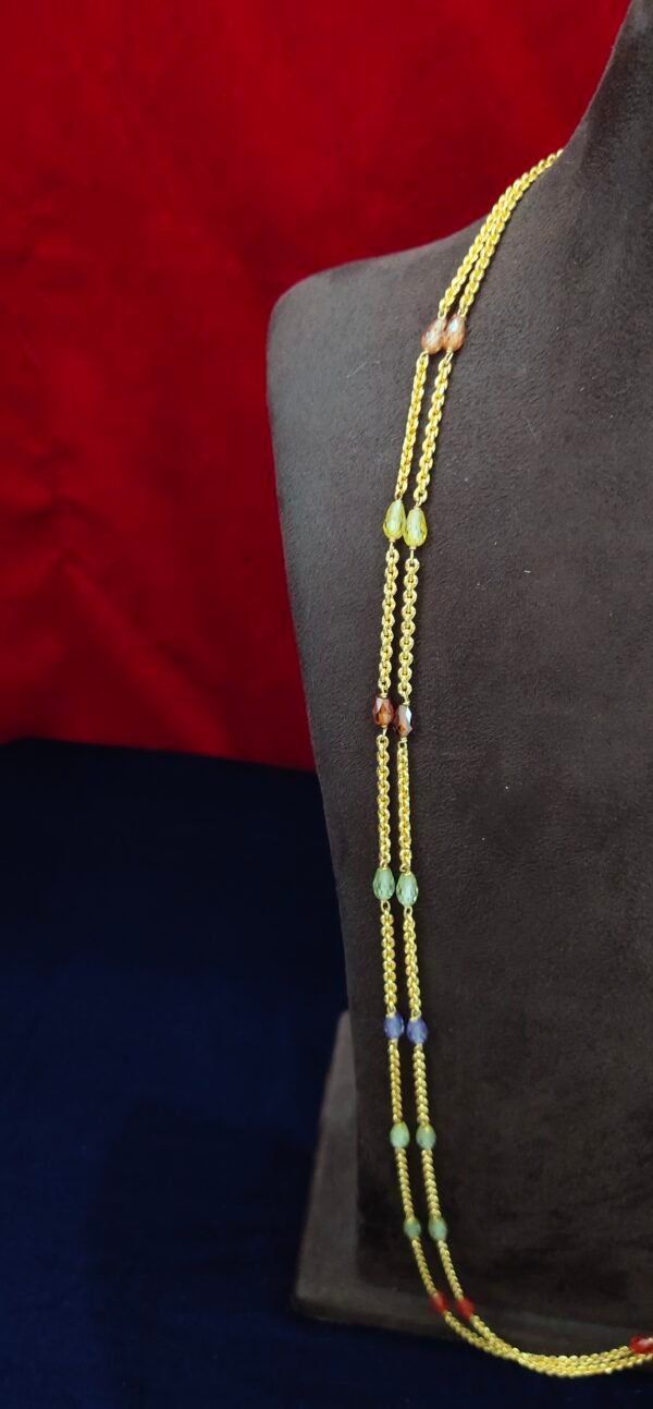 IMG_20260828_151158 30 inches 2 lines micro plated plain chain with multi color CZ beads