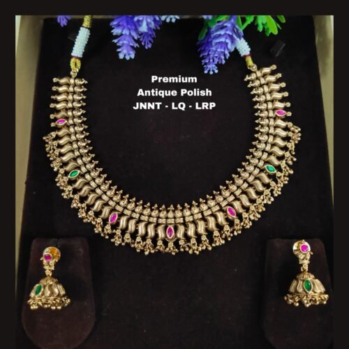 One gram gold Jewellery - Antique necklace with Jumka