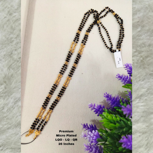 One Gram gold long black beads with out locket... 26 inches One Gram gold long black beads with out locket... 26 inches