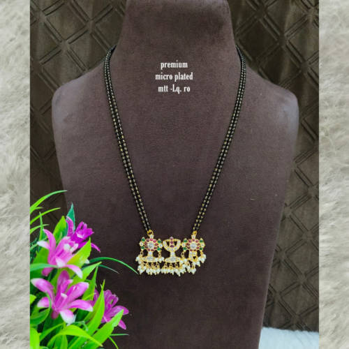 One gram gold black beads with venkateswara swamy locket