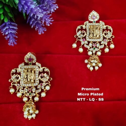 One gram gold Antique Ramparivar  earrings..
