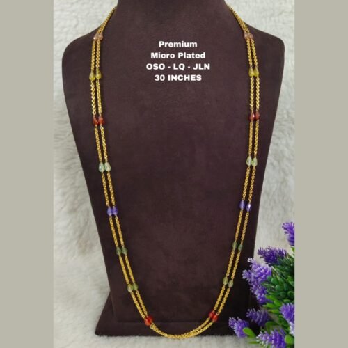 30 inches 2 lines micro plated plain chain with multi color CZ beads