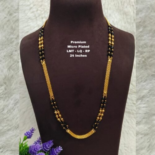 One Gram gold long black beads with out locket... 24 inches One Gram gold long black beads with out locket... 24 inches