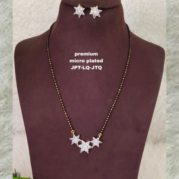 One gram gold black beads Daimod finish Locket and earrings