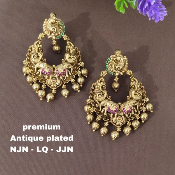 One gram gold Antique Chandbali earrings..