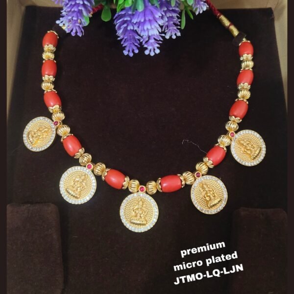 Lush Queens Jewellery Images (3) One gram gold....Gold Replica kasu Necklace with corals