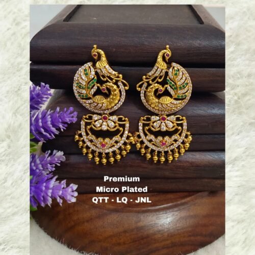 One gram gold  south screw back Chandbali earrings..