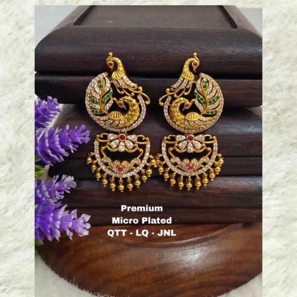 One gram gold  south screw back Chandbali earrings..