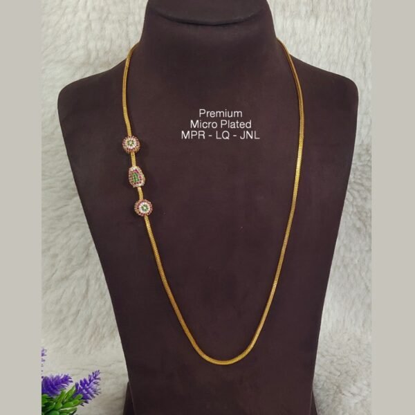 One gram gold Plain chains with side brooch... One gram gold Thali chains. 24 inches..