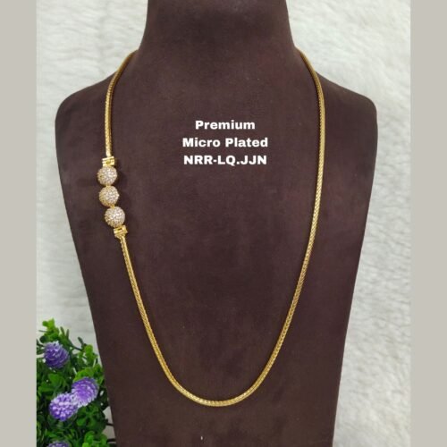 One gram gold Plain chains with side brooch... One gram gold Thali chains. 24 inches.. One gram gold Plain chains with side brooch... One gram gold Thali chains. 24 inches..