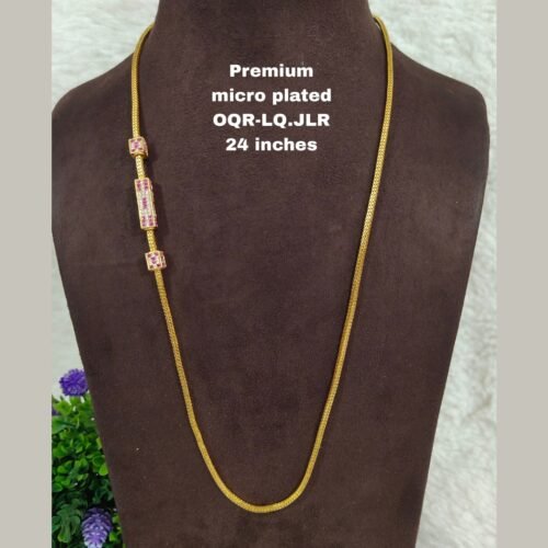 One gram gold Plain chains with side brooch... One gram gold Thali chains. 24 inches.. One gram gold Plain chains with side brooch... One gram gold Thali chains. 24 inches..