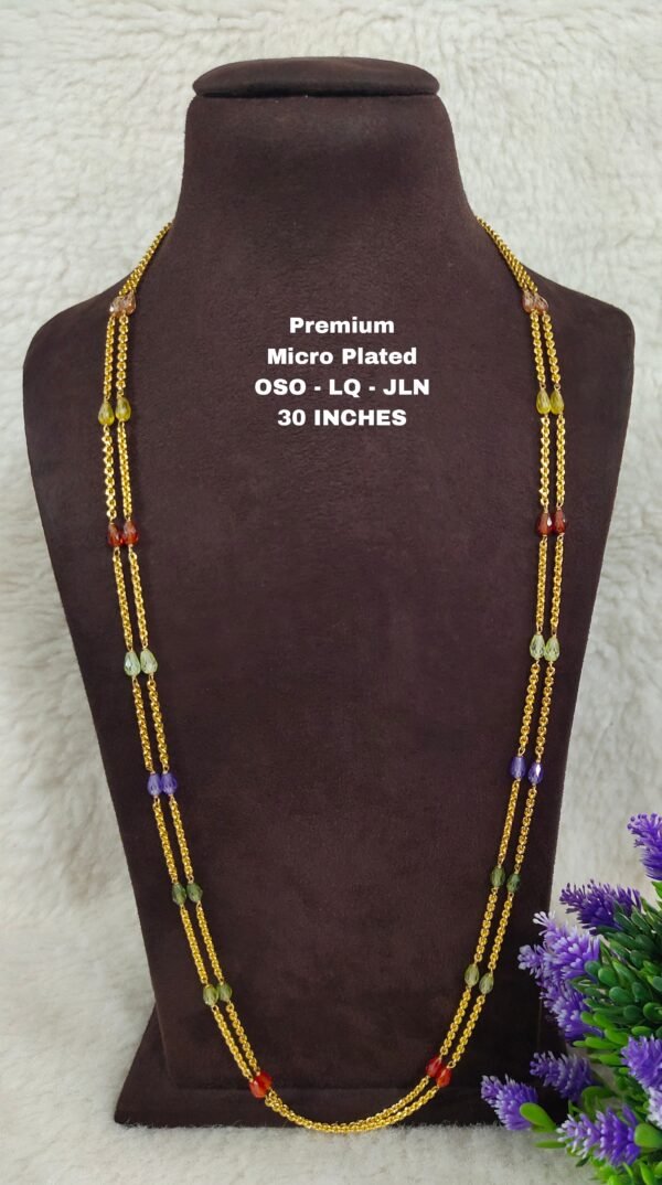 Picsart_25-07-15_12-35-34-081 30 inches 2 lines micro plated plain chain with multi color CZ beads
