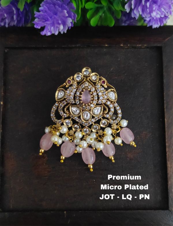 One gram gold Jewellery | One gram gold lockets | Victorian locket with baby pink beads