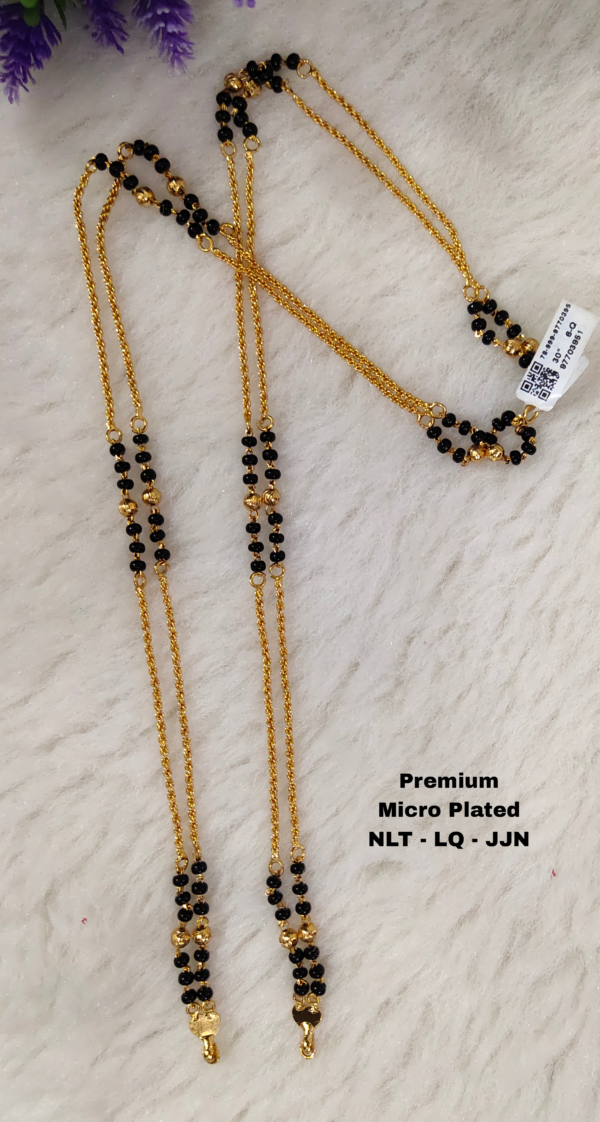 One gram gold Jewellery | long black beads with Out locket | 30 Inches