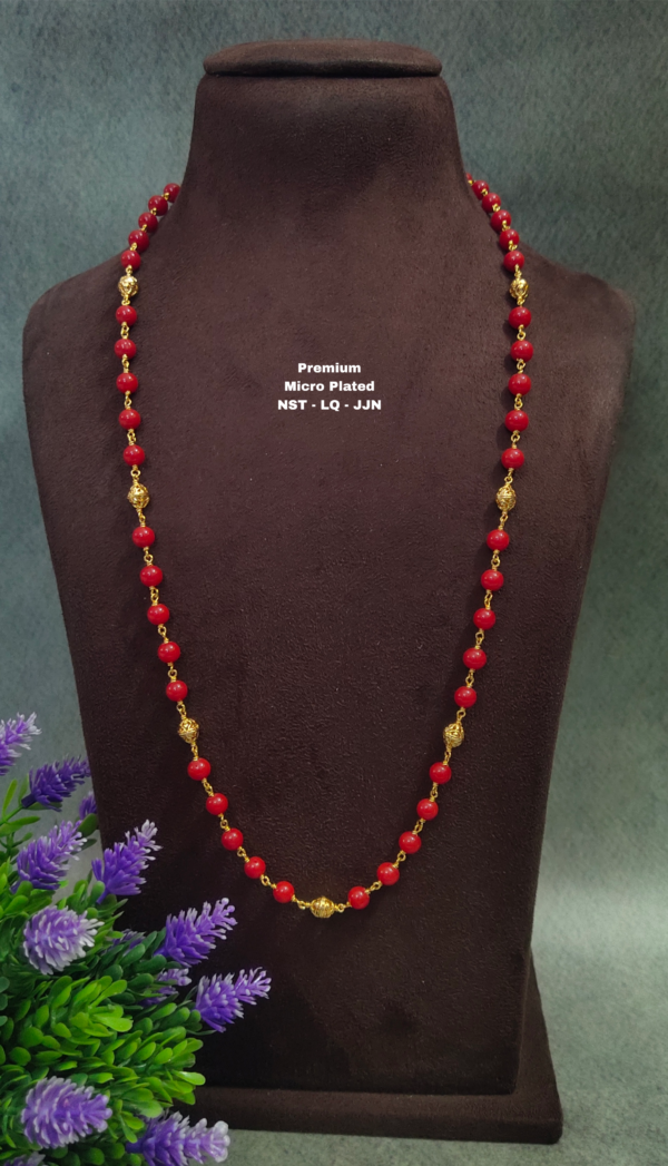 One Gram gold Jewellery | long black beads | with Corals with out locket | 24 inches