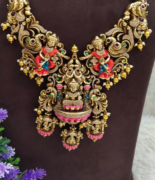 One Gram Gold Jewellery - Antique Lakshmi Haram - Lush Queens Jewellery