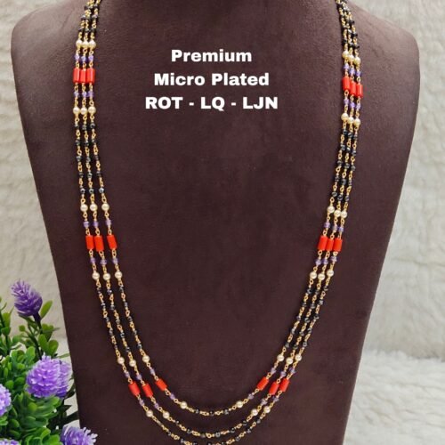 One gram gold Jewellery - One gram gold Black beads - Lush Queens jewellery