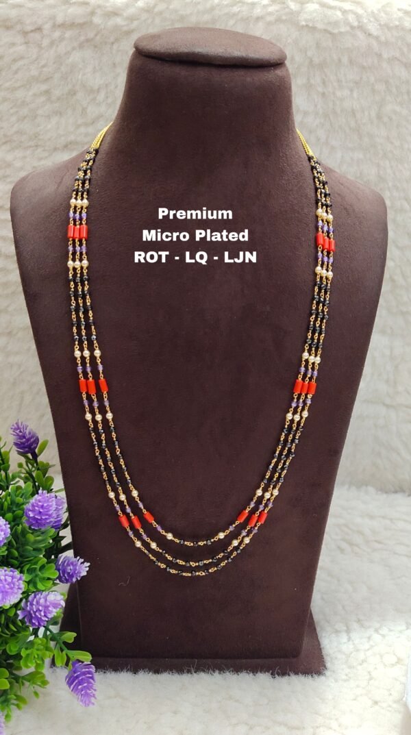 One gram gold Jewellery - One gram gold Black beads - Lush Queens jewellery