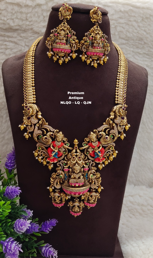 One Gram Gold Jewellery - Antique Lakshmi Haram - Lush Queens Jewellery