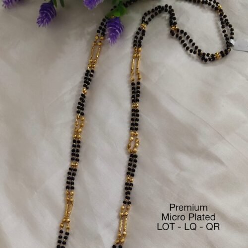 One Gram gold long black beads with out locket... 26 inches
