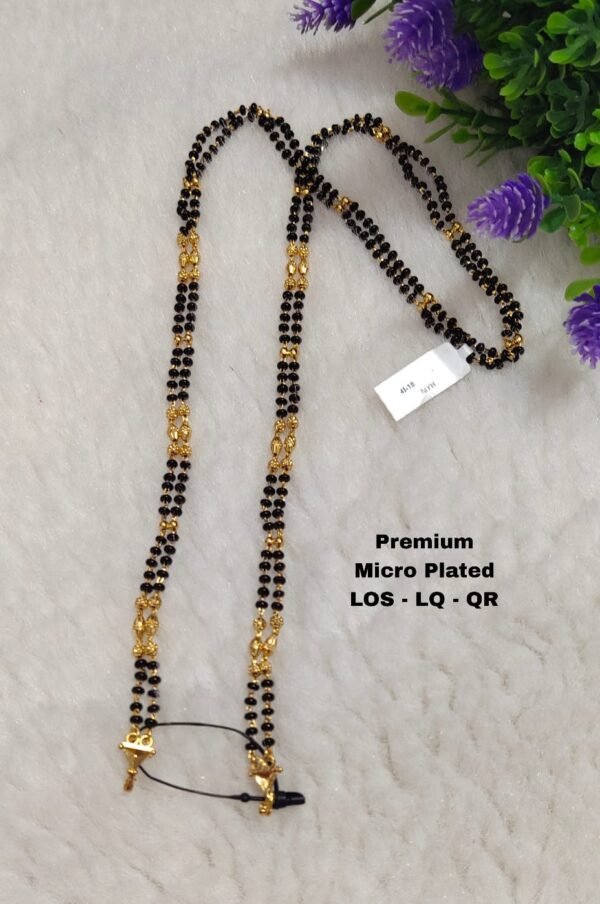 One Gram gold long black beads with out locket... 26 inches