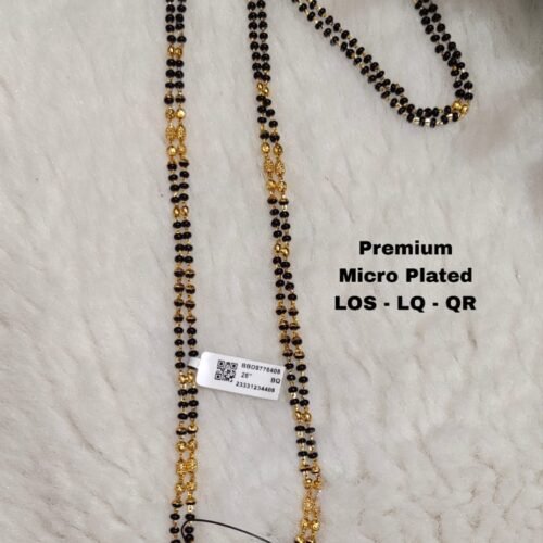 One Gram gold long black beads with out locket... 26 inches