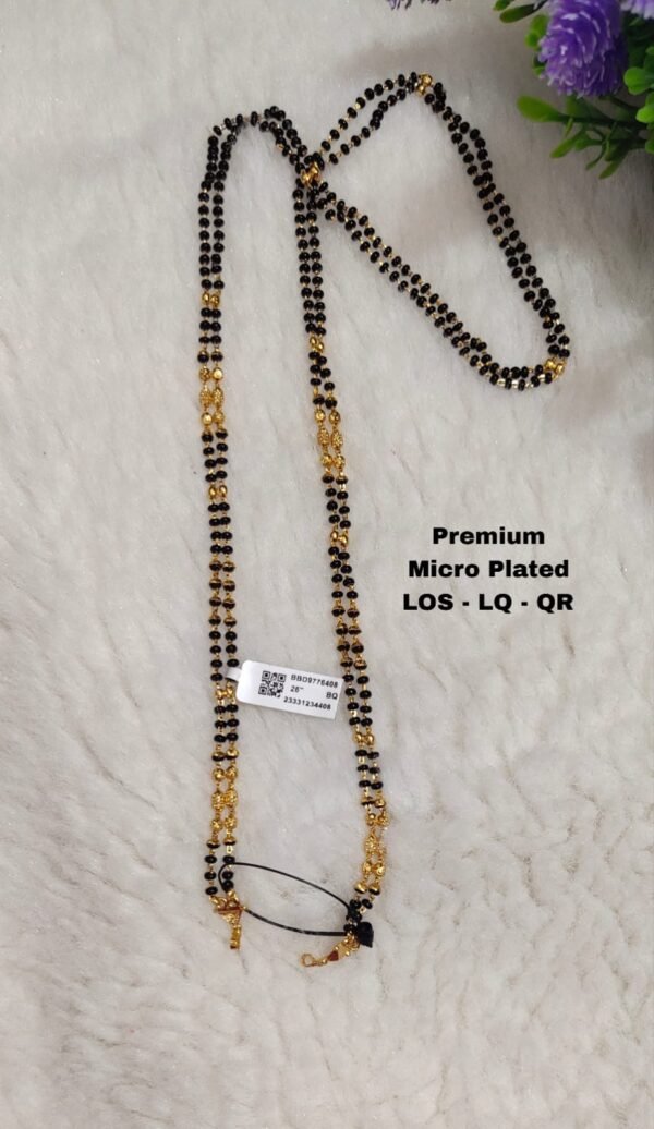 One Gram gold long black beads with out locket... 26 inches