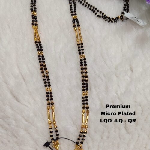 One Gram gold long black beads with out locket... 26 inches