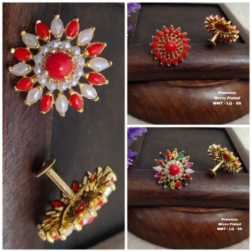 One gram gold stud earrings - stud earrings -  Studs - Diddulu - Kammalu - earrings