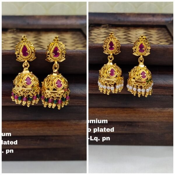 One gram gold Jewellery - One gram gold Earrings -  Jhumka - earrings