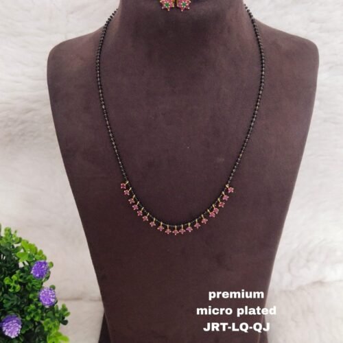 IMG-20250606-WA0131 Short Black beads | One gram gold Black beads | Nallapusala Chains