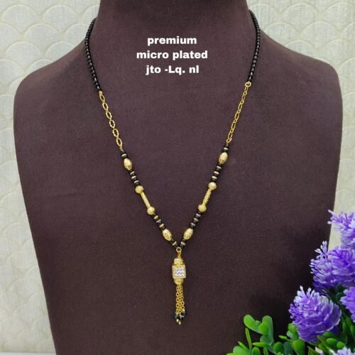 Picsart_24-06-25_17-07-27-245 Short Black beads | One gram gold Black beads | Nallapusala Chains