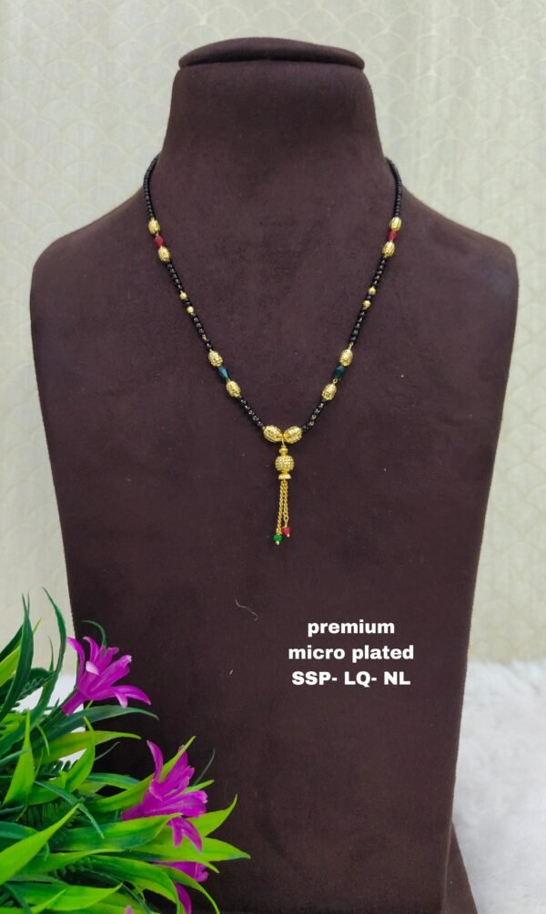Short Black beads | One gram gold Black beads | Nallapusala Chains