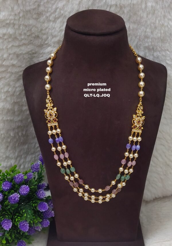 One gram gold Jewellery | One gram gold Pearls Chains | One gram gold Mutyala Chains