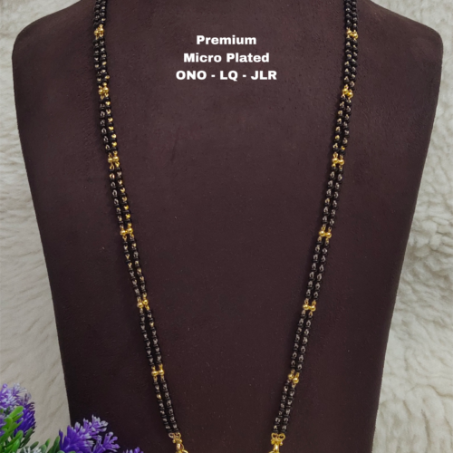 •	One gram gold Jewellery  | One gram gold Long Black Beads |  Black beads