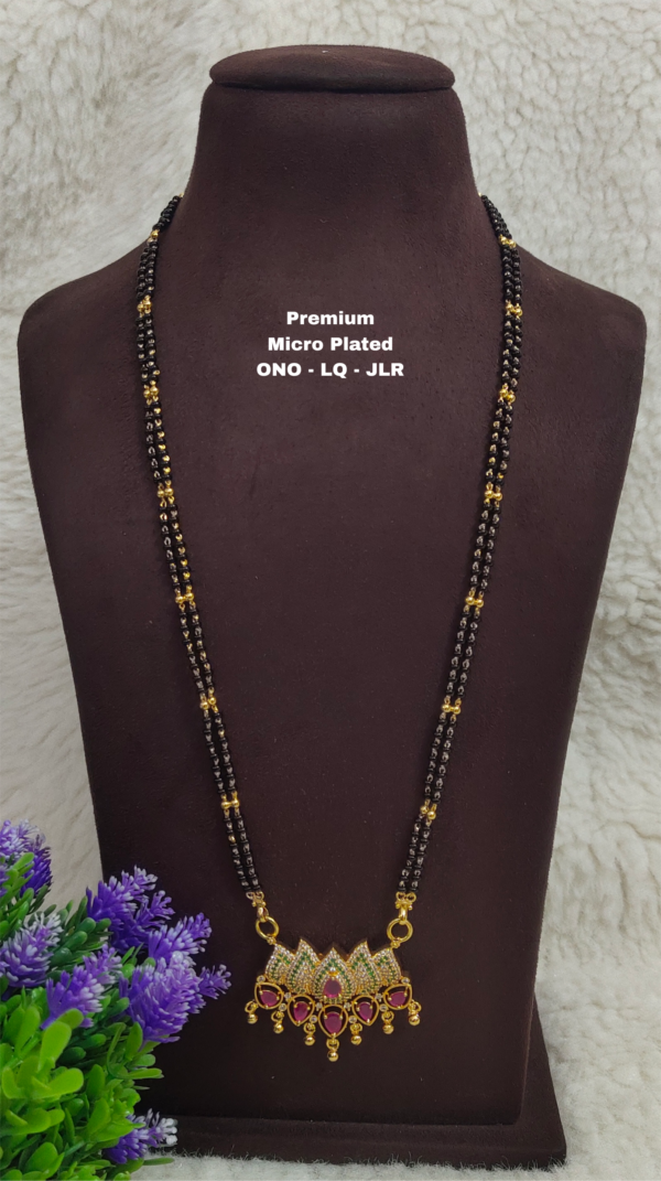 •	One gram gold Jewellery  | One gram gold Long Black Beads |  Black beads