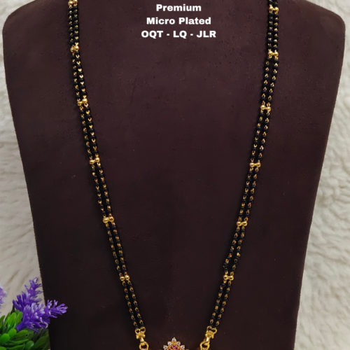 •	One gram gold Jewellery  | One gram gold Long Black Beads |  Black beads