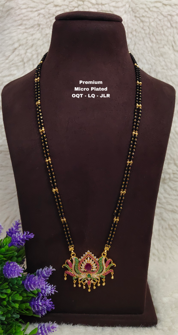 •	One gram gold Jewellery  | One gram gold Long Black Beads |  Black beads