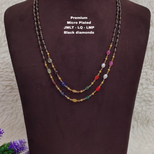 •	Short Black beads | One gram gold  Black Beads |  Nallapusala Chains