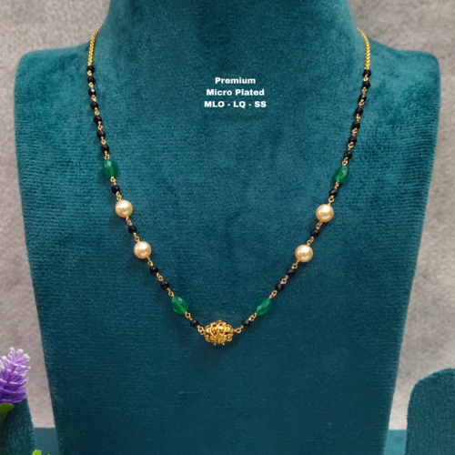 •	Short Black beads | One gram gold  Black Beads |  Nallapusala Chains