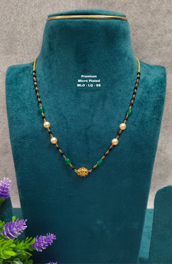•	Short Black beads | One gram gold  Black Beads |  Nallapusala Chains