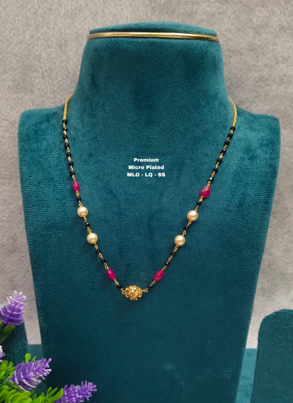 •	Short Black beads | One gram gold  Black Beads |  Nallapusala Chains