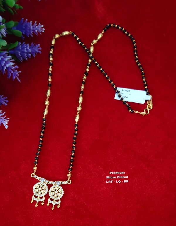 •	Short Black beads | One gram gold  Black Beads |  Nallapusala Chains