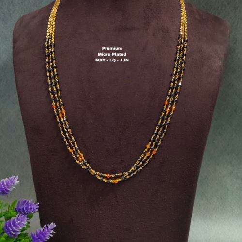 •	Short Black beads | One gram gold  Black Beads |  Nallapusala Chains