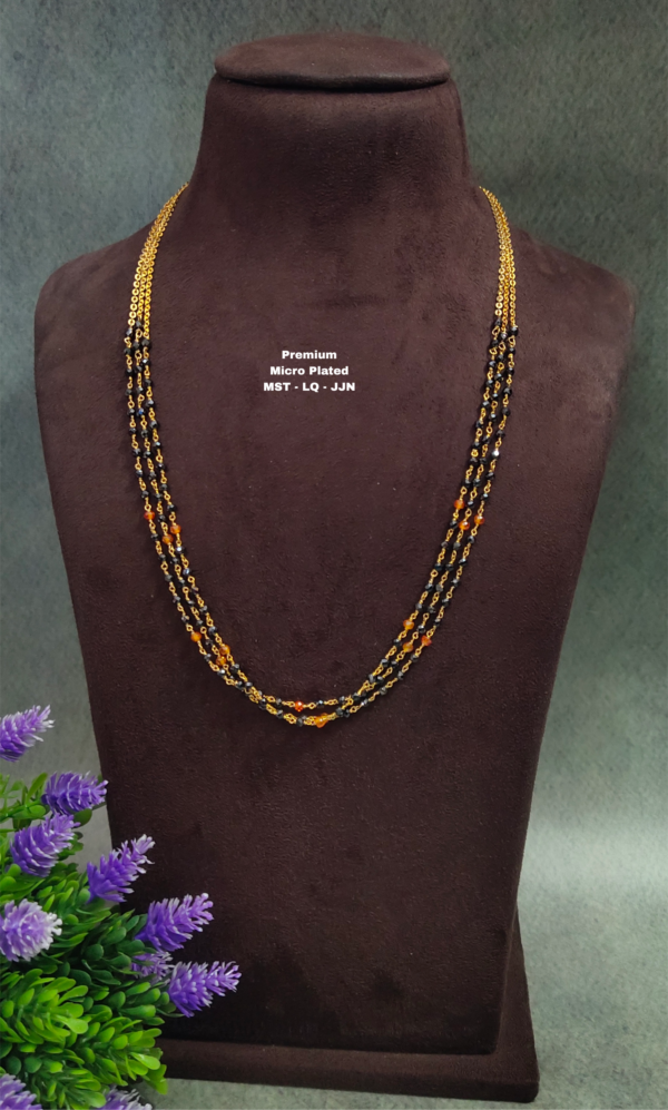 •	Short Black beads | One gram gold  Black Beads |  Nallapusala Chains