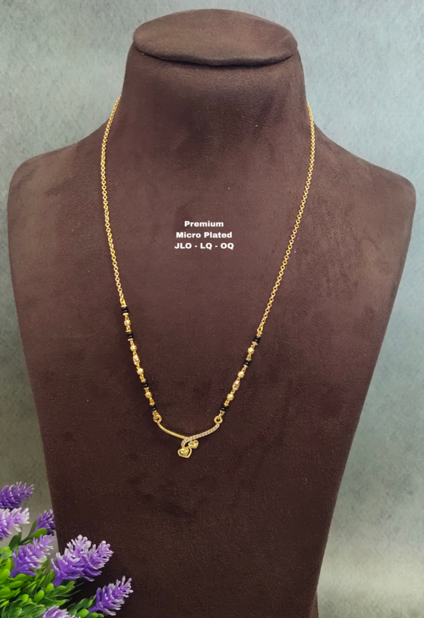 •	Short Black beads | One gram gold  Black Beads |  Nallapusala Chains