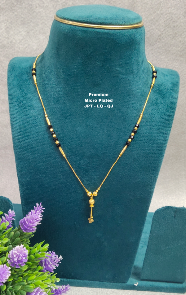 •	Short Black beads | One gram gold  Black Beads |  Nallapusala Chains