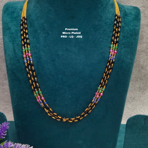 •	Short Black beads | One gram gold  Black Beads |  Nallapusala Chains